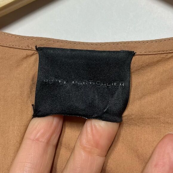 Hotel Particulier Billowy Sleeves Bohemian Chic Cotton Mini Camel-Brown Dress S - Picture 8 of 10